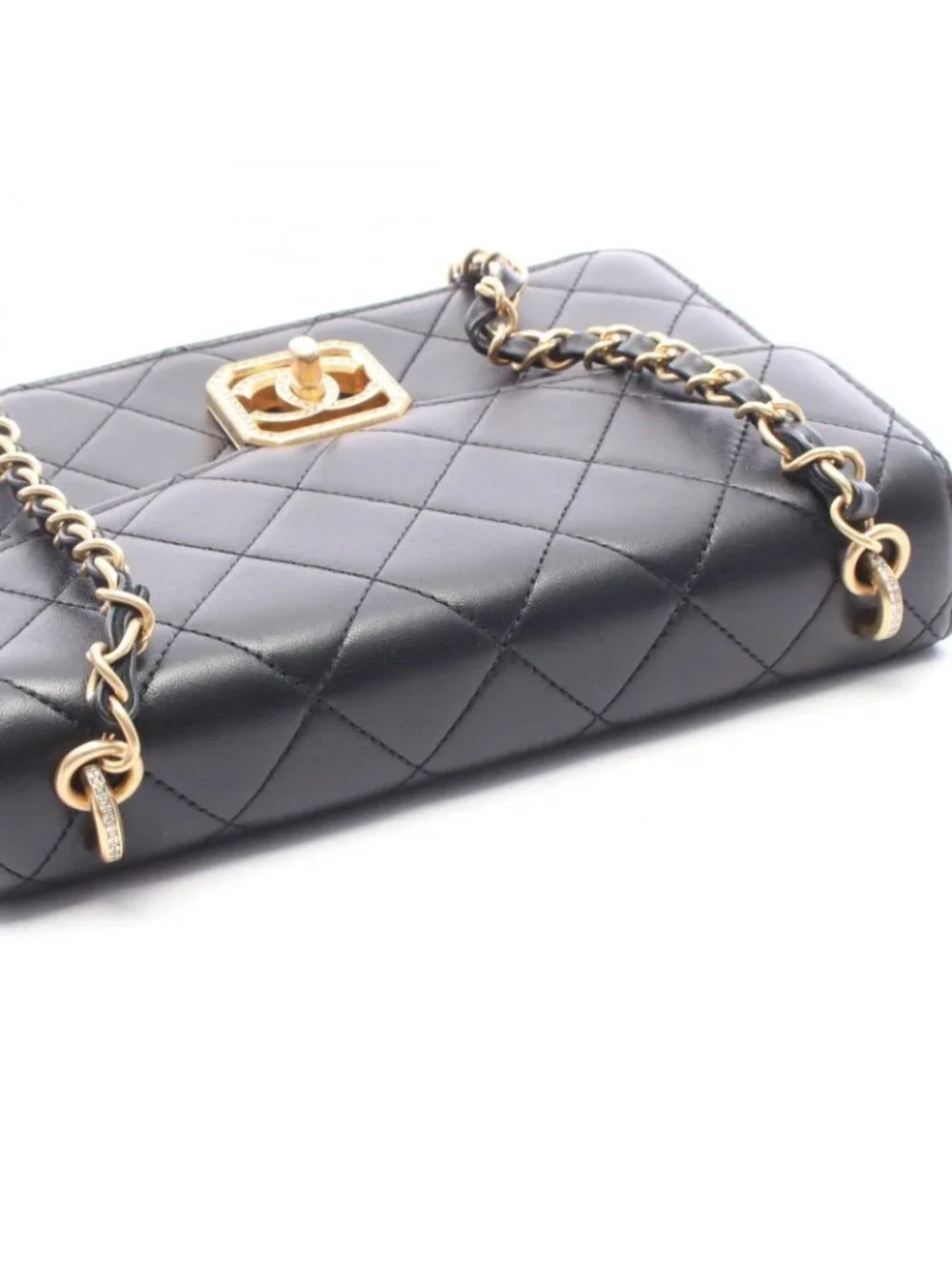 Chanel Shoulder Bag Quilted Black Lambskin Mini